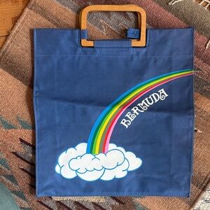 Vintage Bermuda Bag w/ Wooden Handles🌈☁️